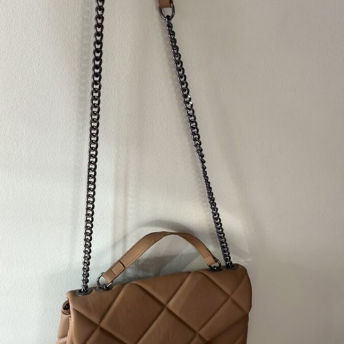 Zara shoulder bag new, beige, with button and large capacity