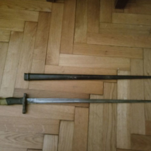 Decorative bayonet used, not sharpened, 65 cm with sheath