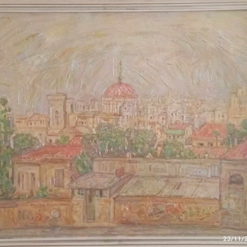 Oil painting on canvas Nikos Koukakis used with vintage frame