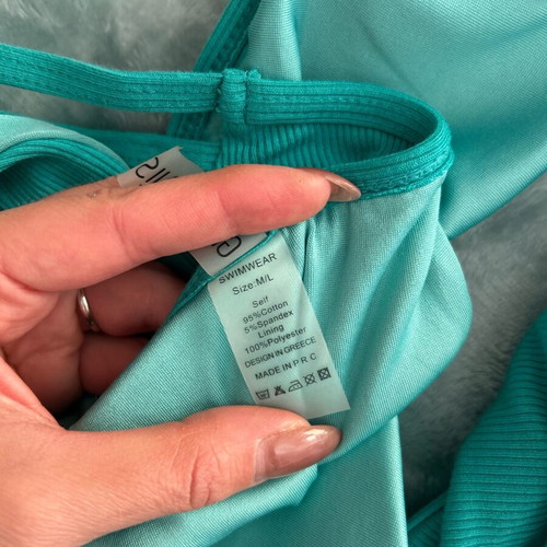 One-shoulder bikini like new, turquoise, size S