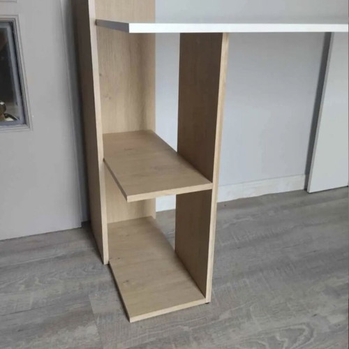 Desk 120×55 cm with side shelves, like new, white and walnut wood