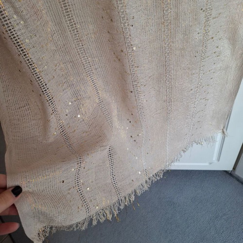 Gold scarf with sequins new, elegant evening wear