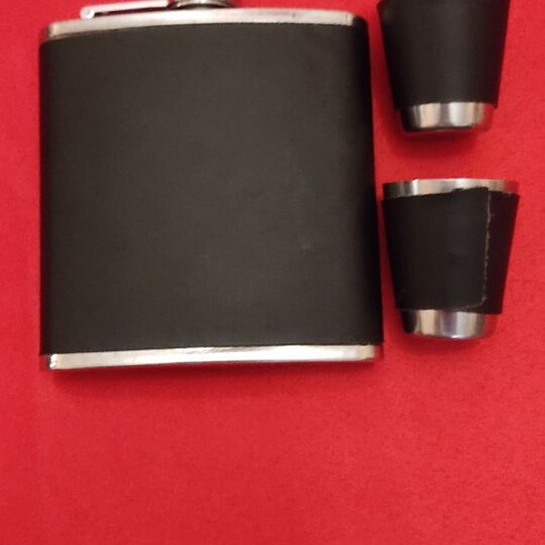 Drink flask used, stainless steel angelo with two shot glasses