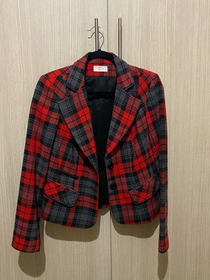 Καρό κόκκινο σακάκι vintage μεταχειρισμένο