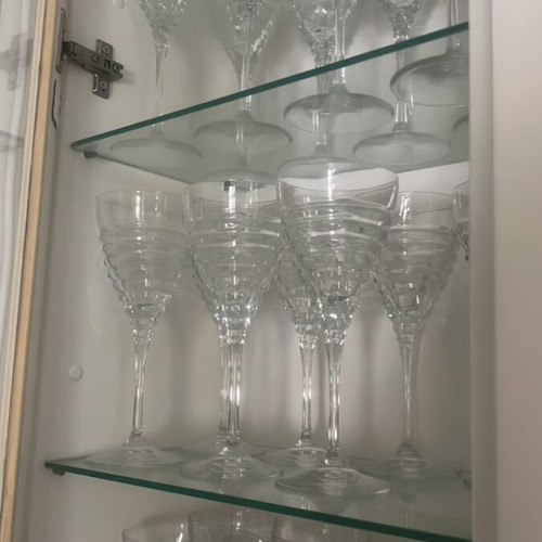 Ionia crystal glasses set of 47, like new, modern design