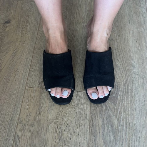 Migato black suede mules used, low heel 3.5 cm, size 39