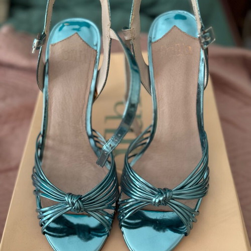 Faith high heels used, metallic turquoise, size 38