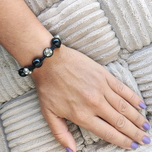 Shamballa bracelet used with black stone and rhinestones