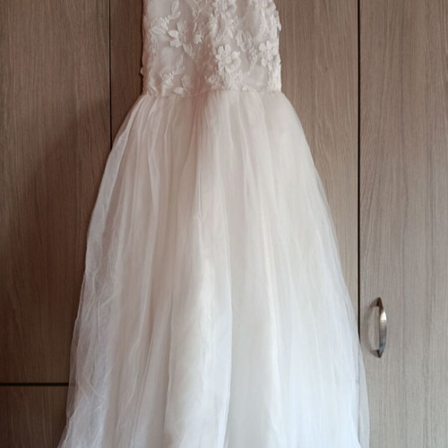 Wedding dress with veil and 4 flower girls dresses, white, size S