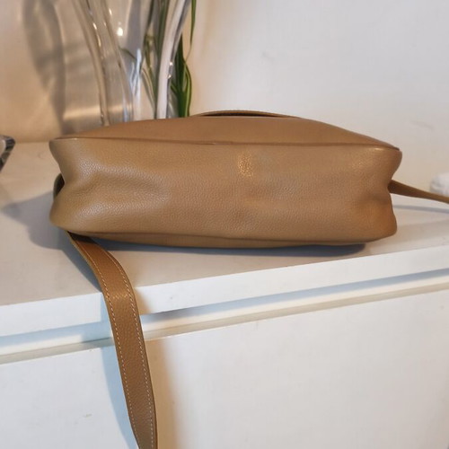 Longchamp crossbody bag used, dark beige pecan leather