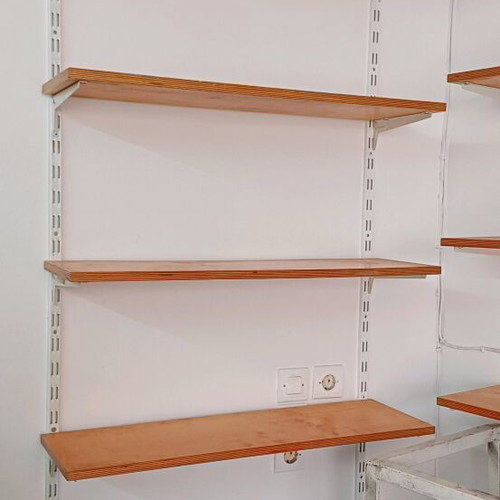 Store shelves made of marine plywood with bases like new