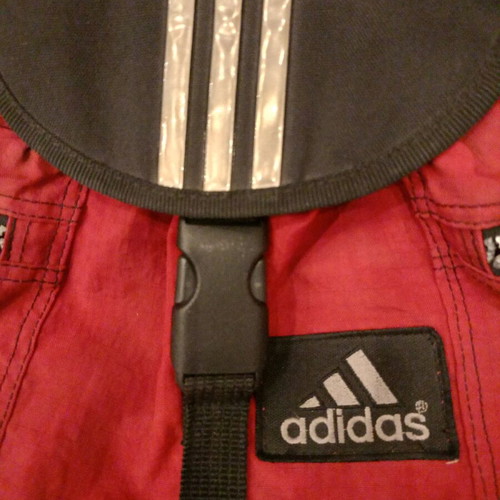 Adidas small backpack used, red with black details