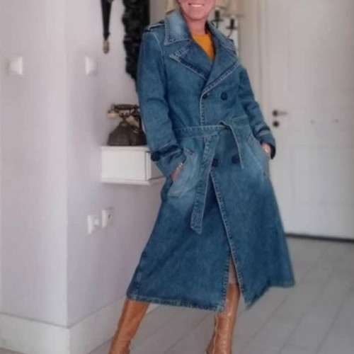 Vintage Mohrve Denim Gabardine Trench Coat size M like new, blue