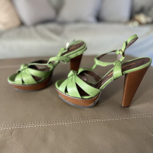 Leather sandals like new, green, size 39, again & again