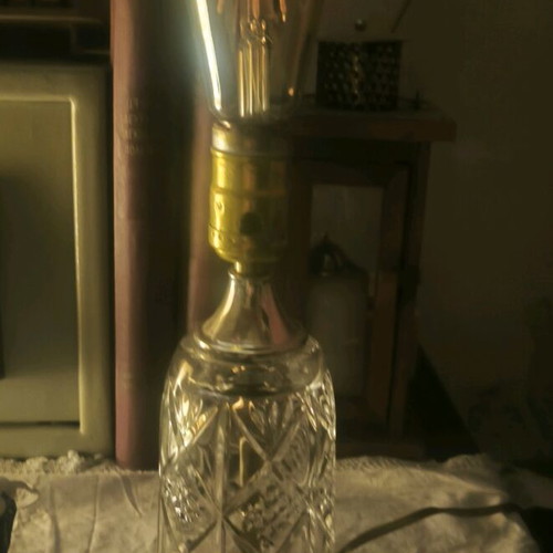 Table lamp with copper socket and crystal base vintage with Leviton switch