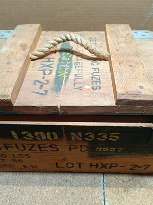 Wooden artillery fuze carrying box used, ammunition crate 1955
