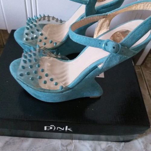 Blue platform shoes with studs, comfortable and lightweight, size 37