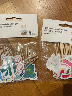 Cake toothpick flags for sweets baby shower new, boy and girl, 2 packs