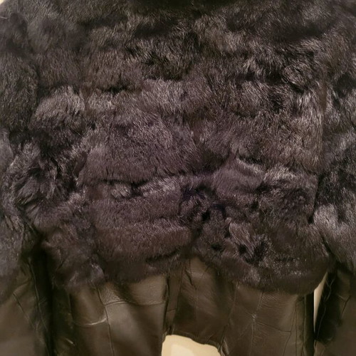 Women's black leather jacket with fur Medium like new