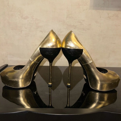 Dukas pumps used, gold-black, size 37, stiletto heel