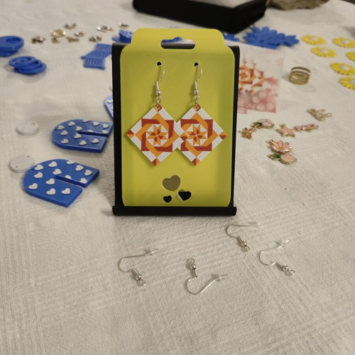 White Quilt 3DPRINTING earrings made to order