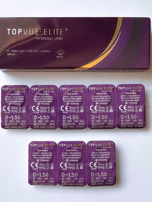 Ημερήσιοι φακοί επαφής μυωπίας TopVue Elite+ 4 ζευγάρια -1.50 καινούργιοι
