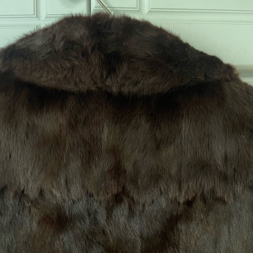 Women’s mink fur used, dark brown 3/4 sleeve