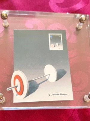 Weightlifting Stamp 2004 in Plexiglass Display Like New
