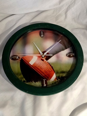Wooden American Football Wall Clock 29cm like new, quartz