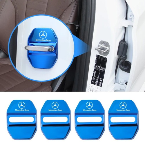 Mercedes car door lock covers blue, new, set of 4