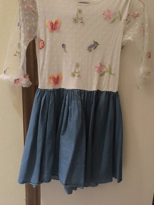 Alouette dress like new with floral embroidery and transparent sleeves