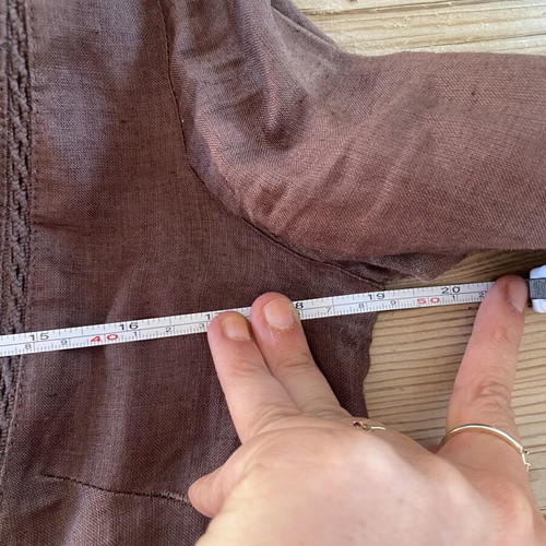 Zara Ramie Linen-Look Tunic Blouse like new, brown, small-medium