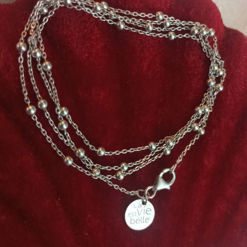 Silver necklace 925 with beads La Vie Est Belle like new, 68cm
