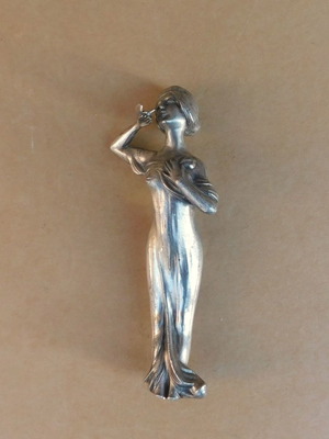 Metal statue of a girl used, Art Nouveau style