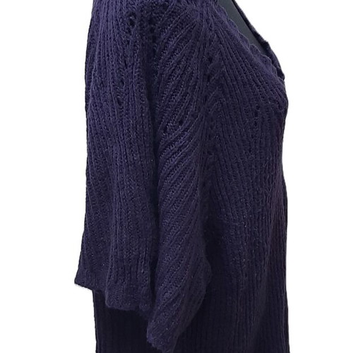 Vintage Piment Rouge Paris women's oversized wool sweater with short sleeves, used