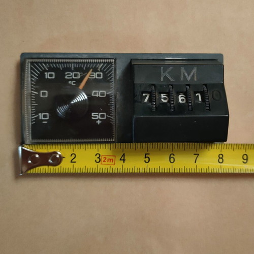 Vintage odometer and thermometer used with magnet