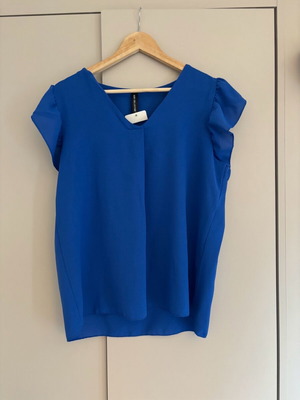 Blouse with ruffle sleeve new, blue, size M