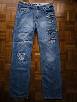 Vintage Revolution Style Y2K τζιν παντελόνι μέτρια φθαρμένο, μέγεθος L