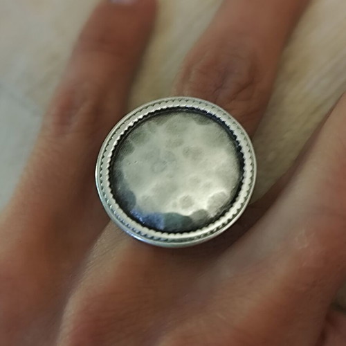 Boho cocktail ring new, adjustable size, silver color