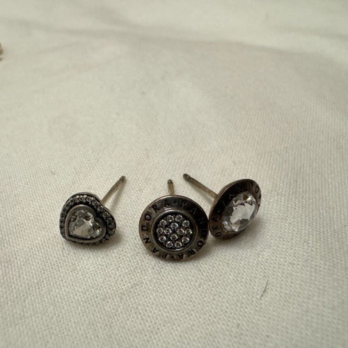 Pandora 3 single silver earrings used