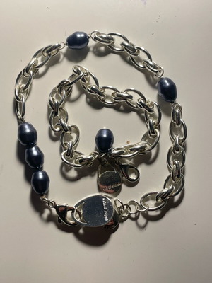 Snö of Sweden necklace and bracelet set used with blue pearls