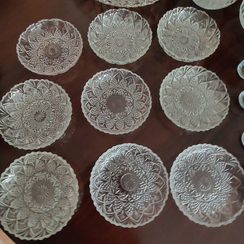 Vintage dessert plates, bowls, nut dish, candle holders set of 29 like new