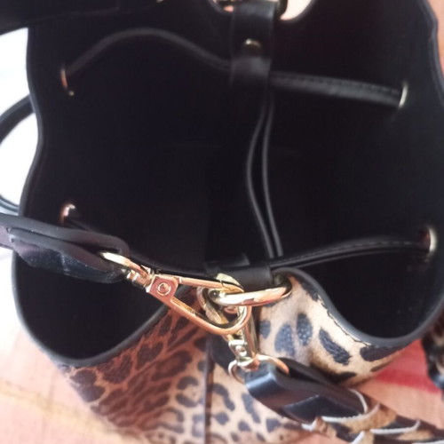 Leopard Print Bucket Bag shoulder and hand, like new