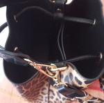 Leopard Print Bucket Bag shoulder and hand, like new