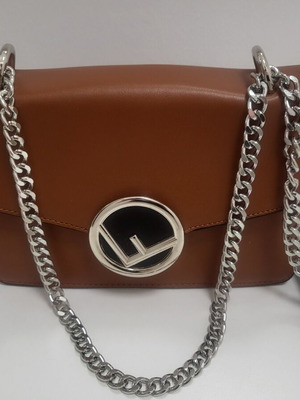 Camel Brown Shoulder Bag like new with black chain detail