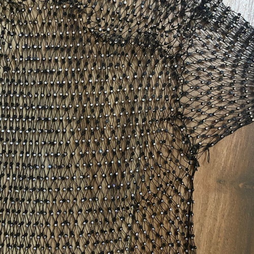 Shein mesh blouse black like new with rhinestones size M