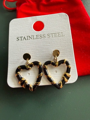 Earrings new, black and gold