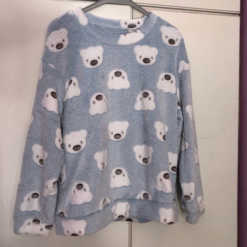 Shein fleece pajamas new, blue with bears