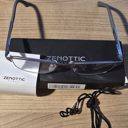 Men's reading glasses with metal frame, diopter +2, with strap