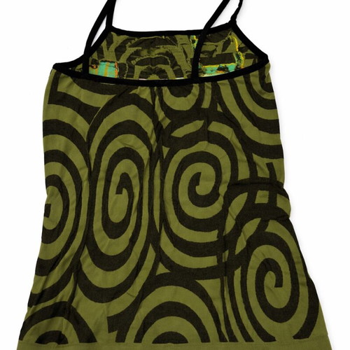 Desigual women's tank top like new, green with yellow and orange accents